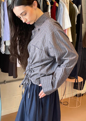 Cascade Shirt in Dark Grey and Blue Stripe