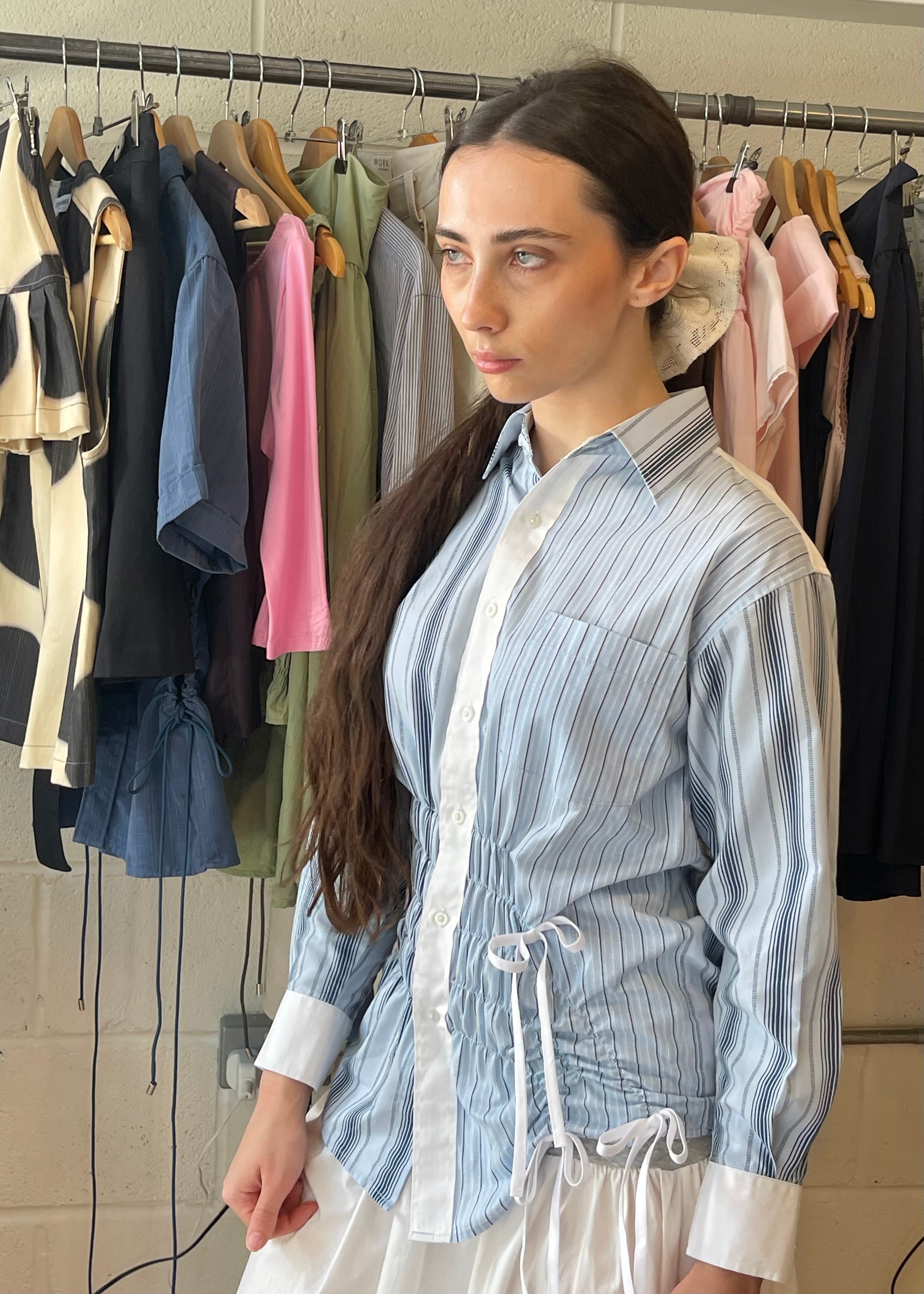 Cascade Shirt in Light Blue and Navy Stripe