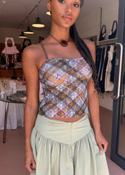 Lace Plaid Cami Top Kaleid