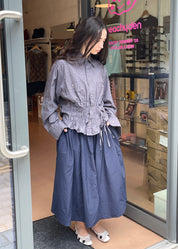Cascade Shirt in Dark Grey and Blue Stripe