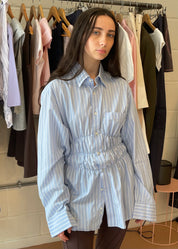 Blue & White Stripe Elastic Shirt