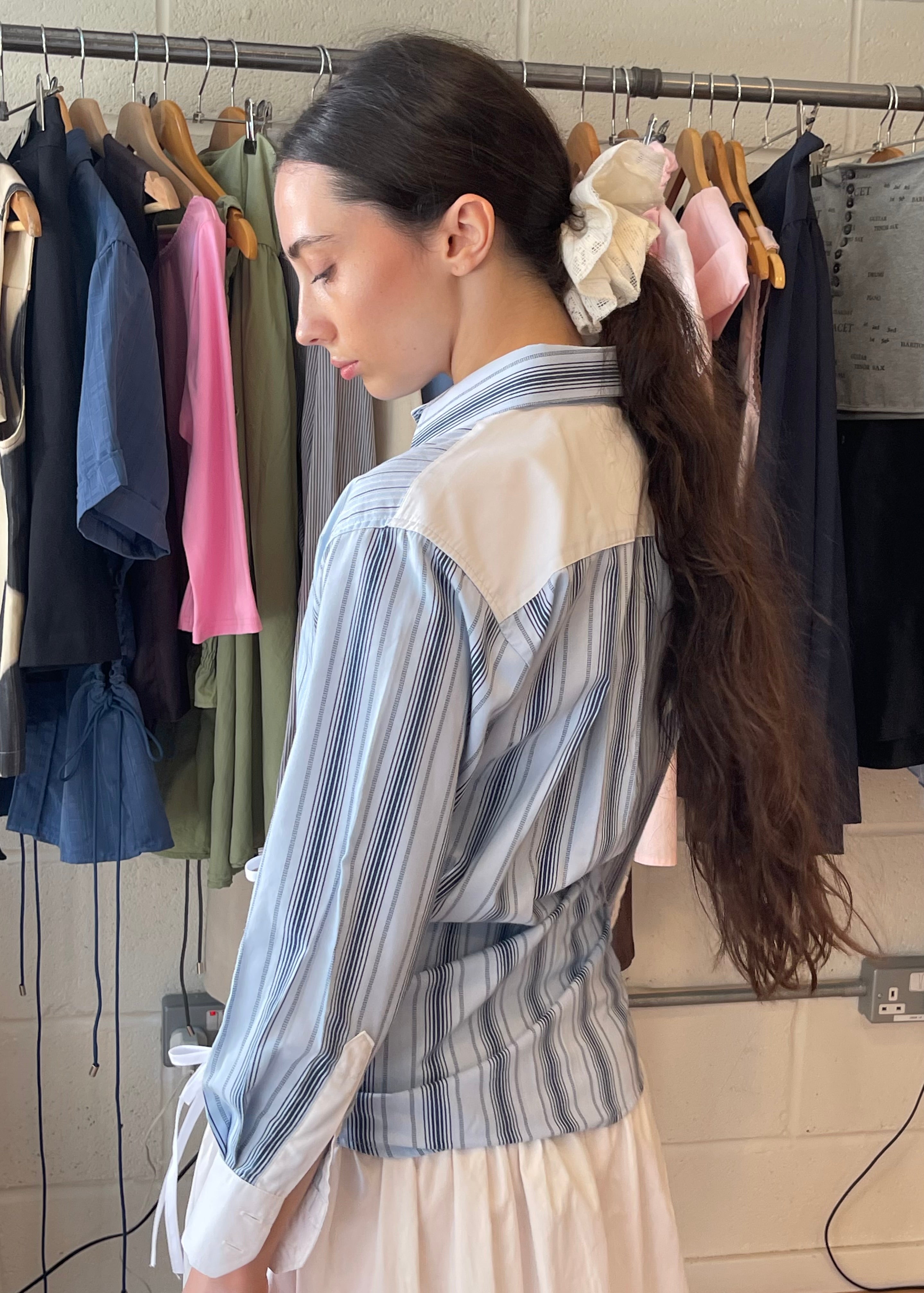 Cascade Shirt in Light Blue and Navy Stripe