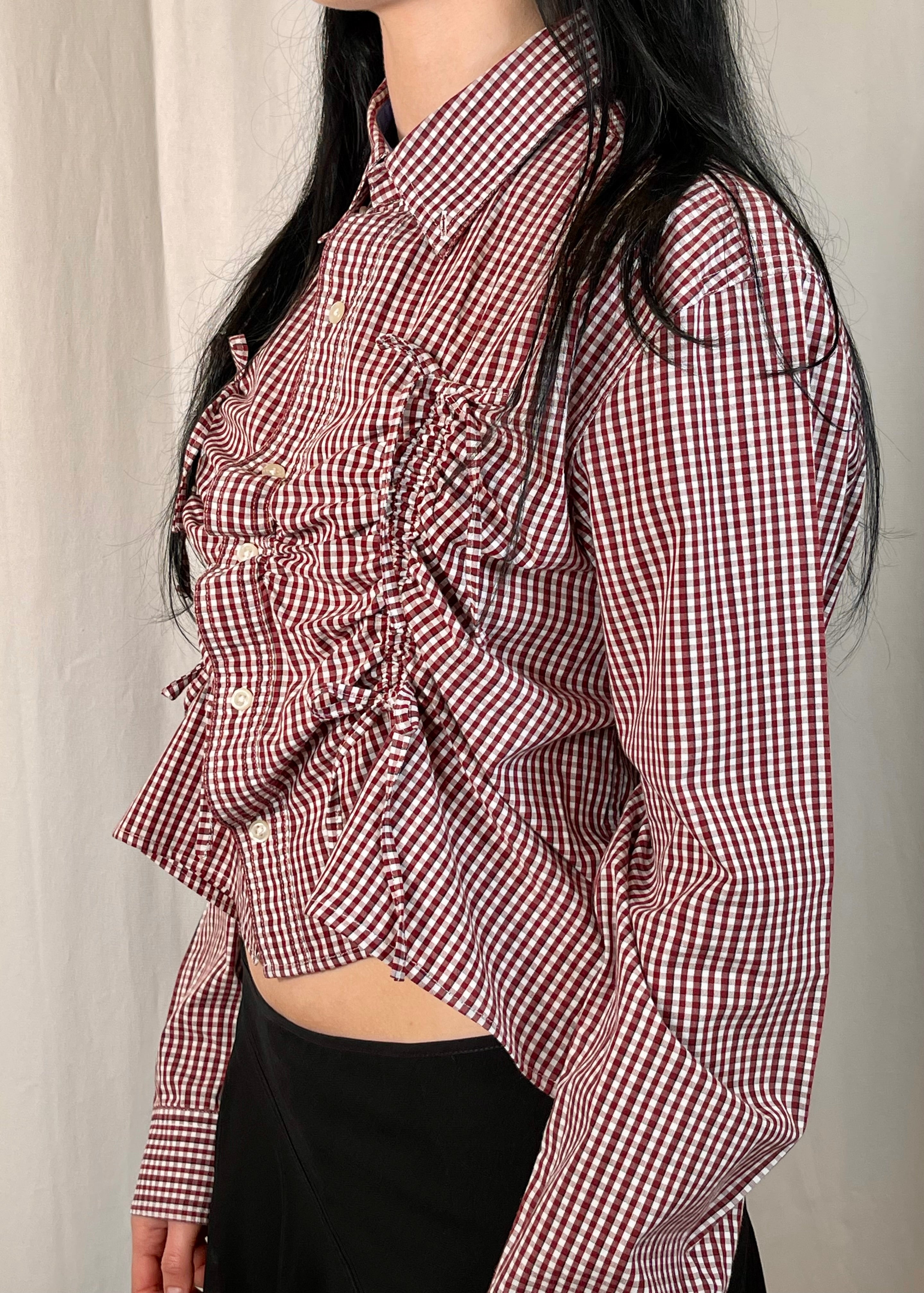Valentines Shirt in Burgundy Plaid