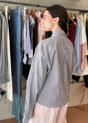 Ventana Shirt in White and Grey Stripe