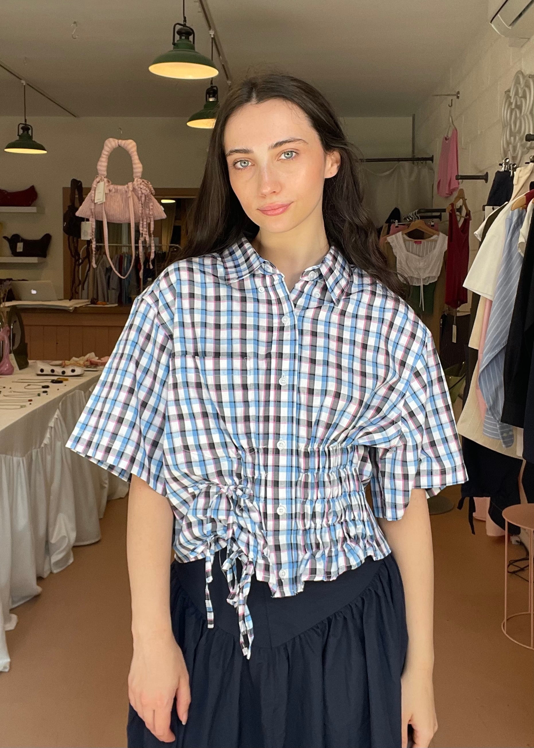 Cascade Shirt in Blue and Pink Plaid (Short Sleeve)