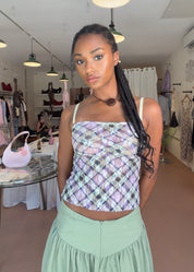 Lace Plaid Cami Top Lucid