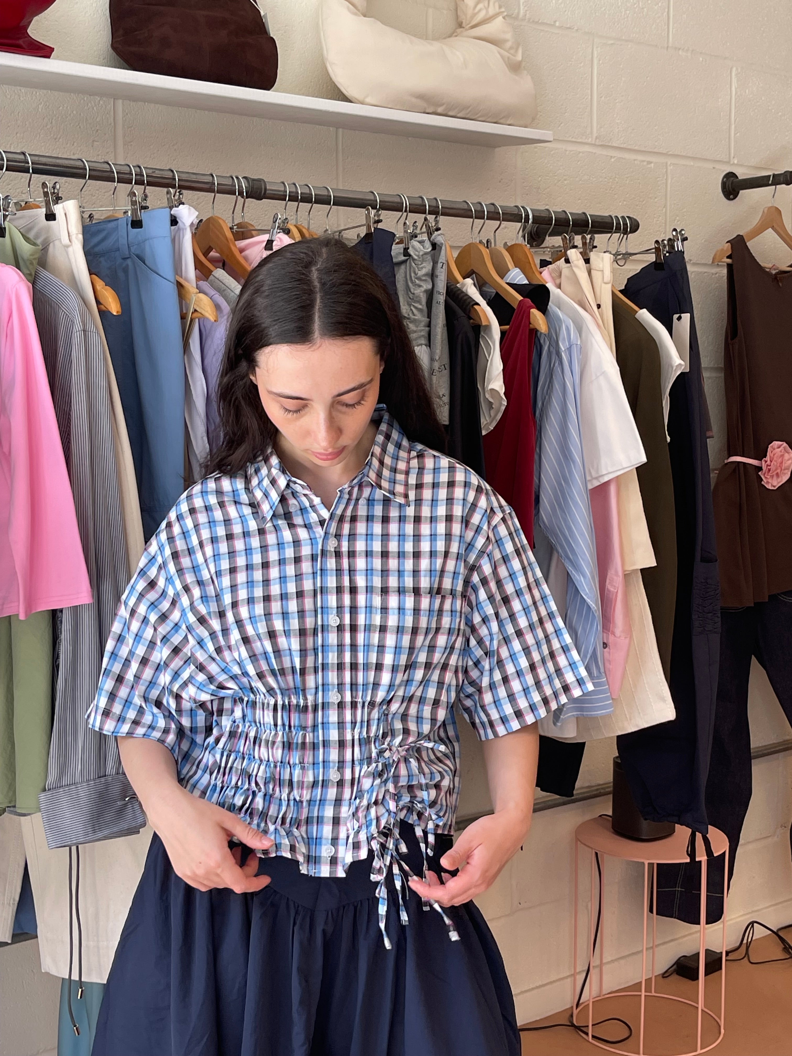 Cascade Shirt in Blue and Pink Plaid (Short Sleeve)