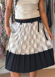 Organza Pleated Midi Skirt in Porcelain Black