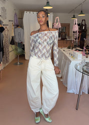 Lace Off Shoulder Top Porcelain