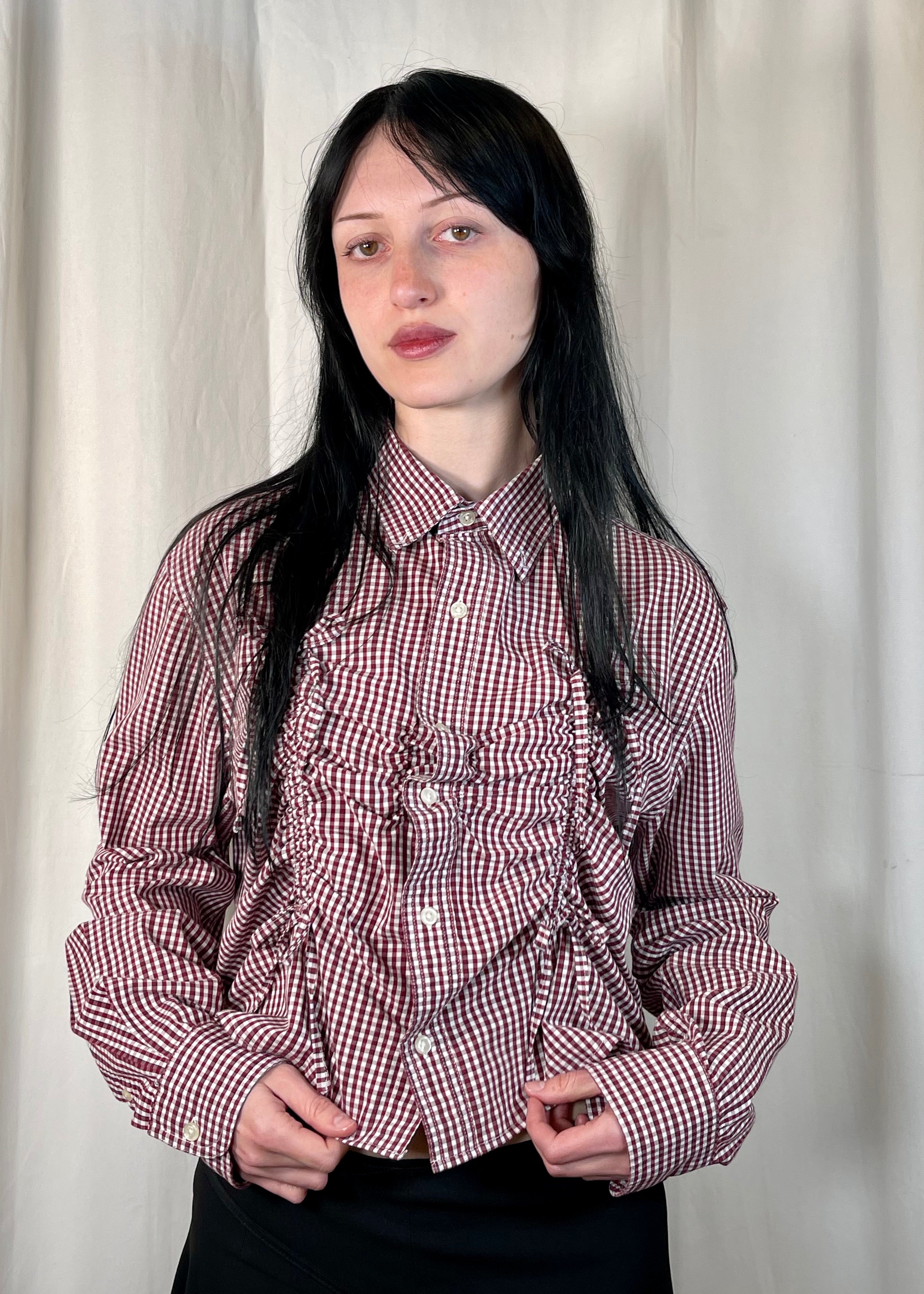 Valentines Shirt in Burgundy Plaid