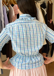 Flan Top in Blue Plaid