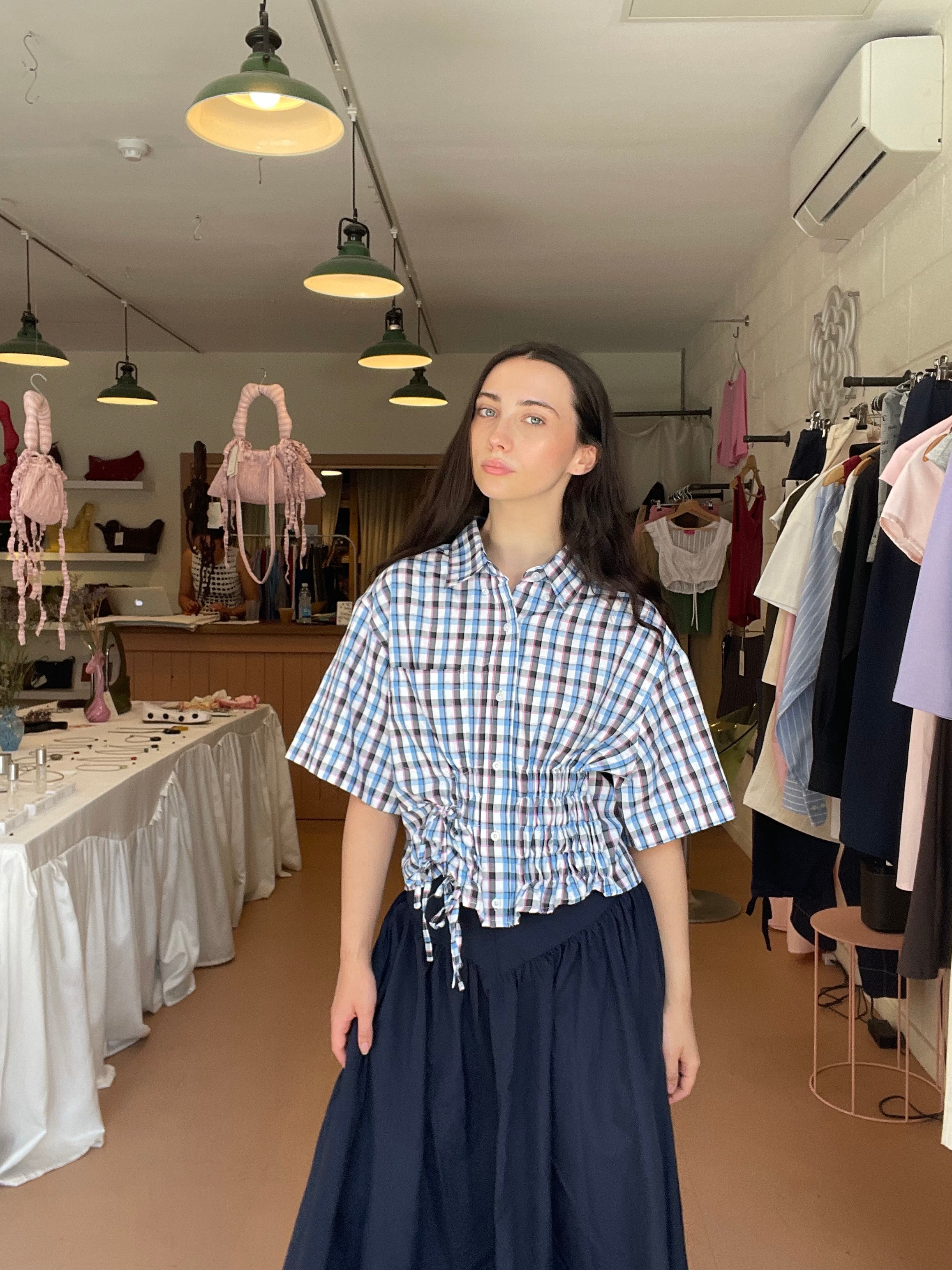 Cascade Shirt in Blue and Pink Plaid (Short Sleeve)