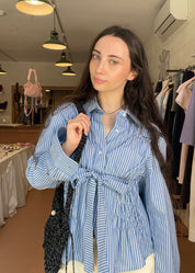 Bustier Shirt in Blue and White Stripe