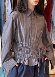 Cascade Shirt in Dark Grey and Blue Stripe