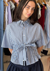 Bustier Shirt in Blue Plaid