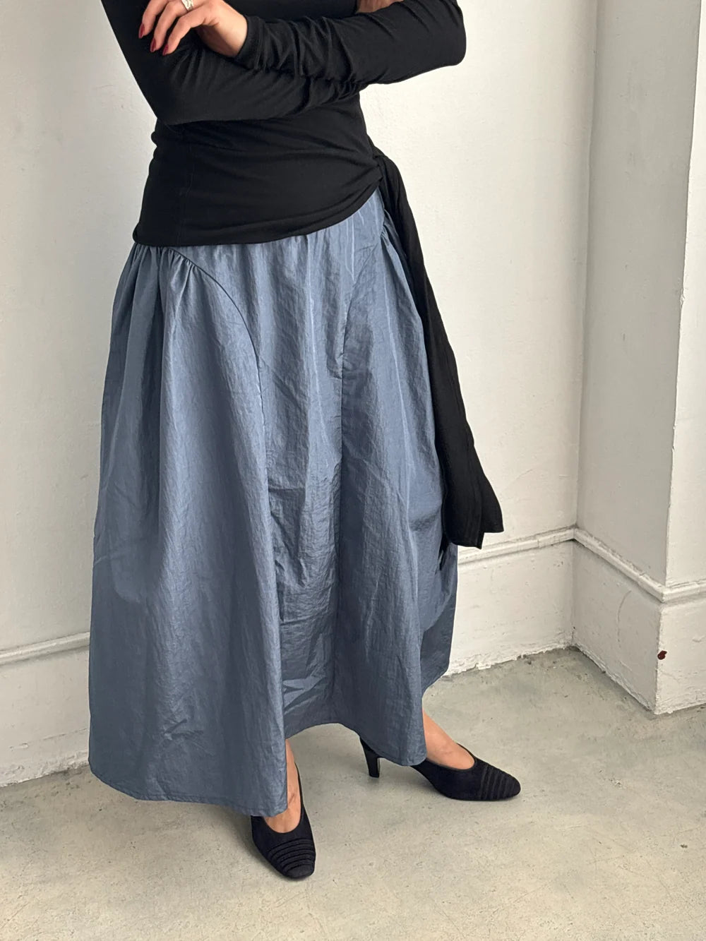 Arc Skirt in Slate Taffeta