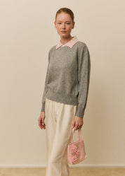 Aria Jumper in Grey & Light Pink