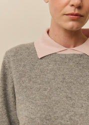 Aria Jumper in Grey & Light Pink