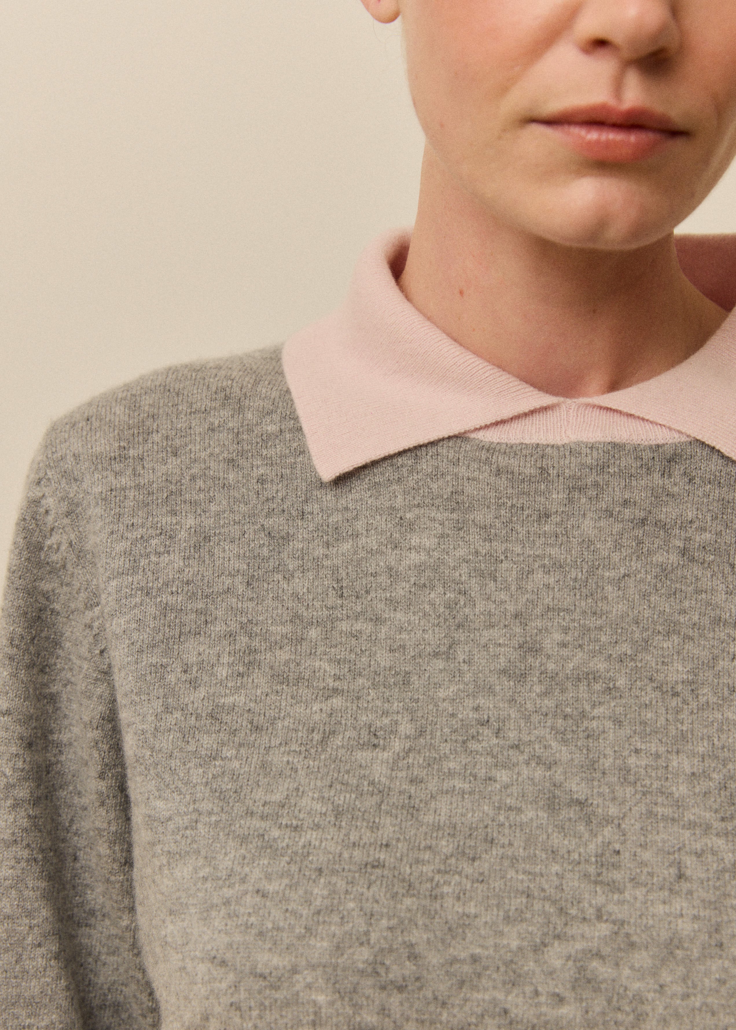 Aria Jumper in Grey & Light Pink
