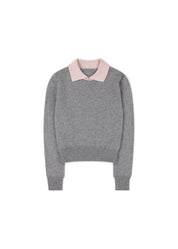 Aria Jumper in Grey & Light Pink