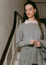 Aria Jumper in Grey & Light Pink