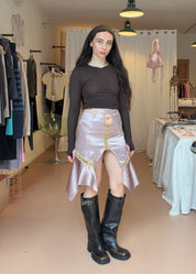 Pastel Wavy Satin Ruffled Skirt