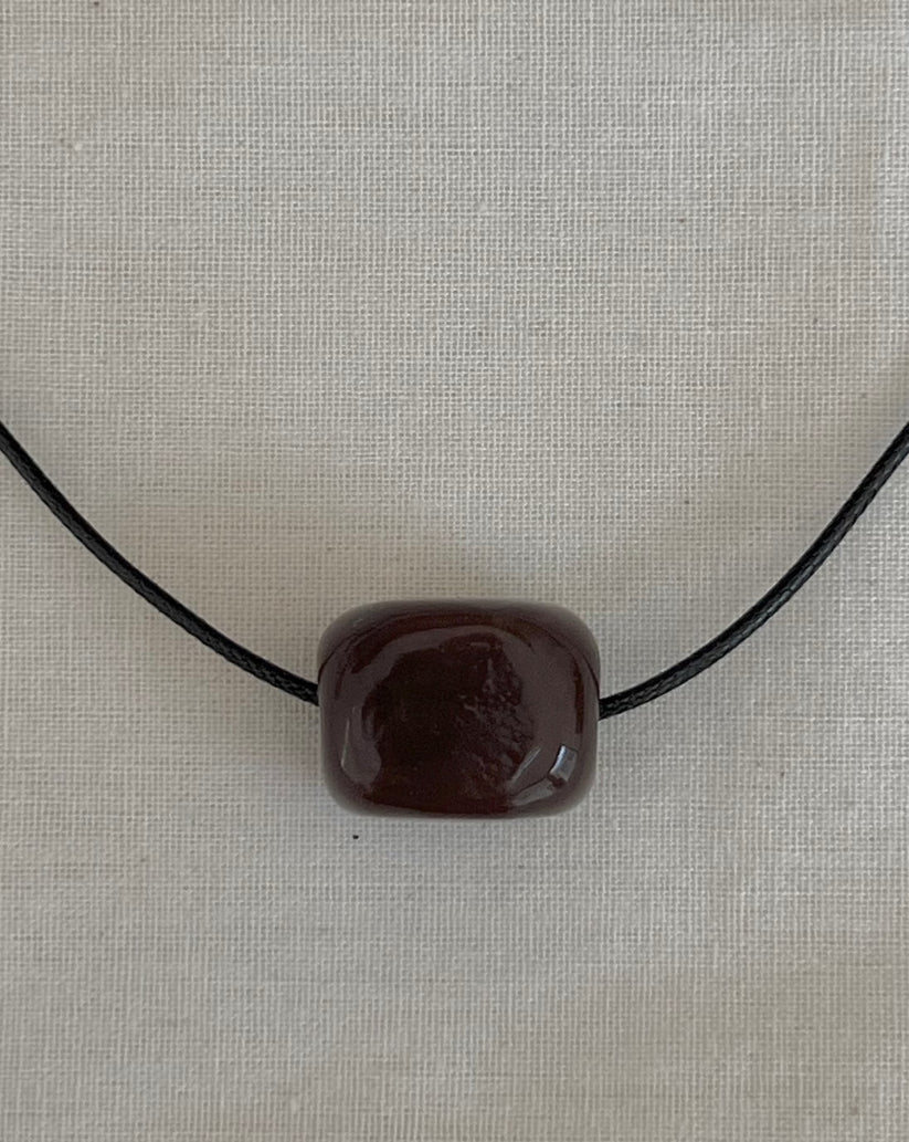 Brown Glass Cube Necklace
