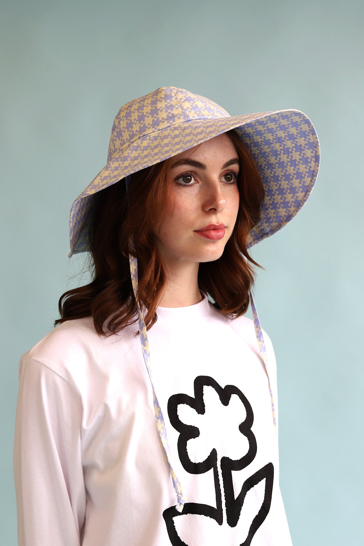 Soft Sun Hat | Blue Pixel Gingham