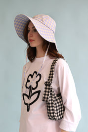 Soft Sun Hat | Blue Pixel Gingham