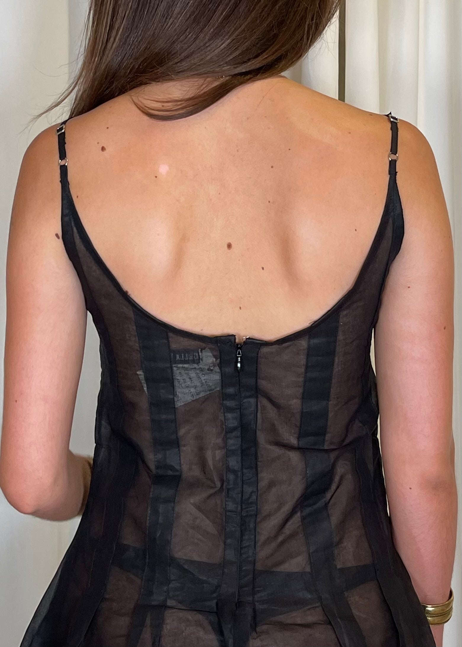 Bella Wynne Inverted Pleat Dress Cotton Organdie Black Back
