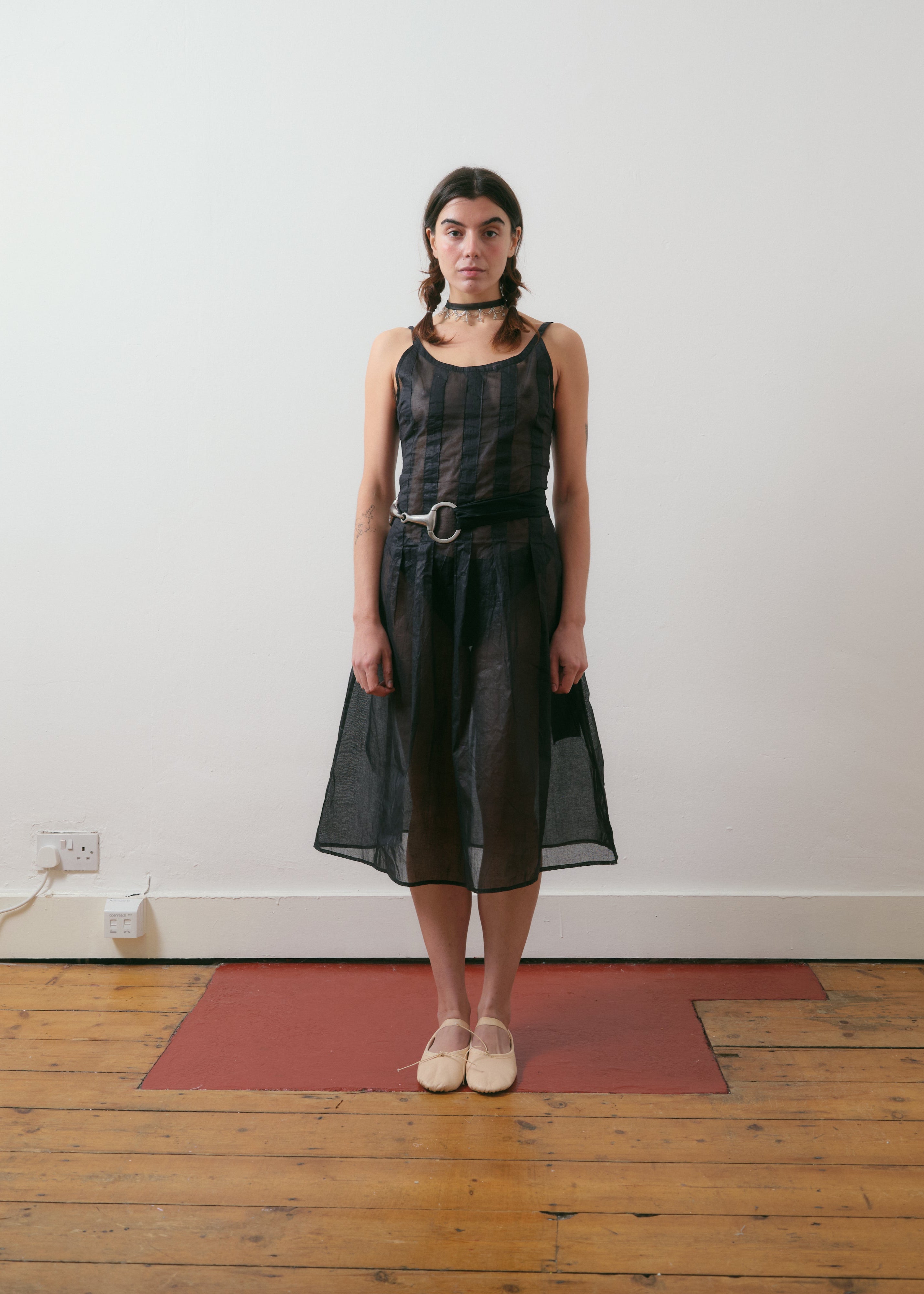 Bella Wynne Inverted Pleat Dress Cotton Organdie Black Back Lookbook