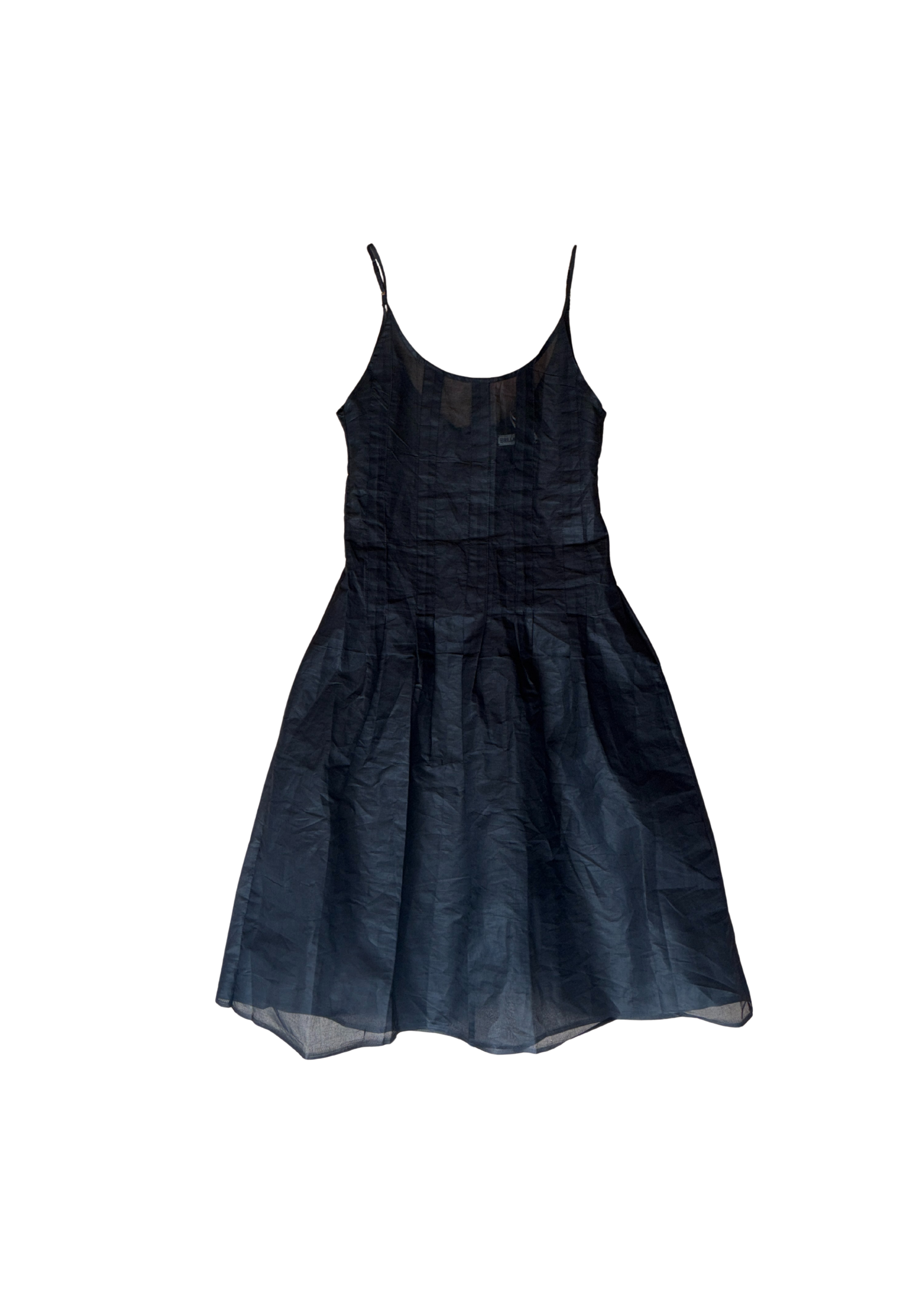 Bella Wynne Inverted Pleat Dress Cotton Organdie Black Flat