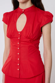 Berta Top Red Cotton Catheclisma