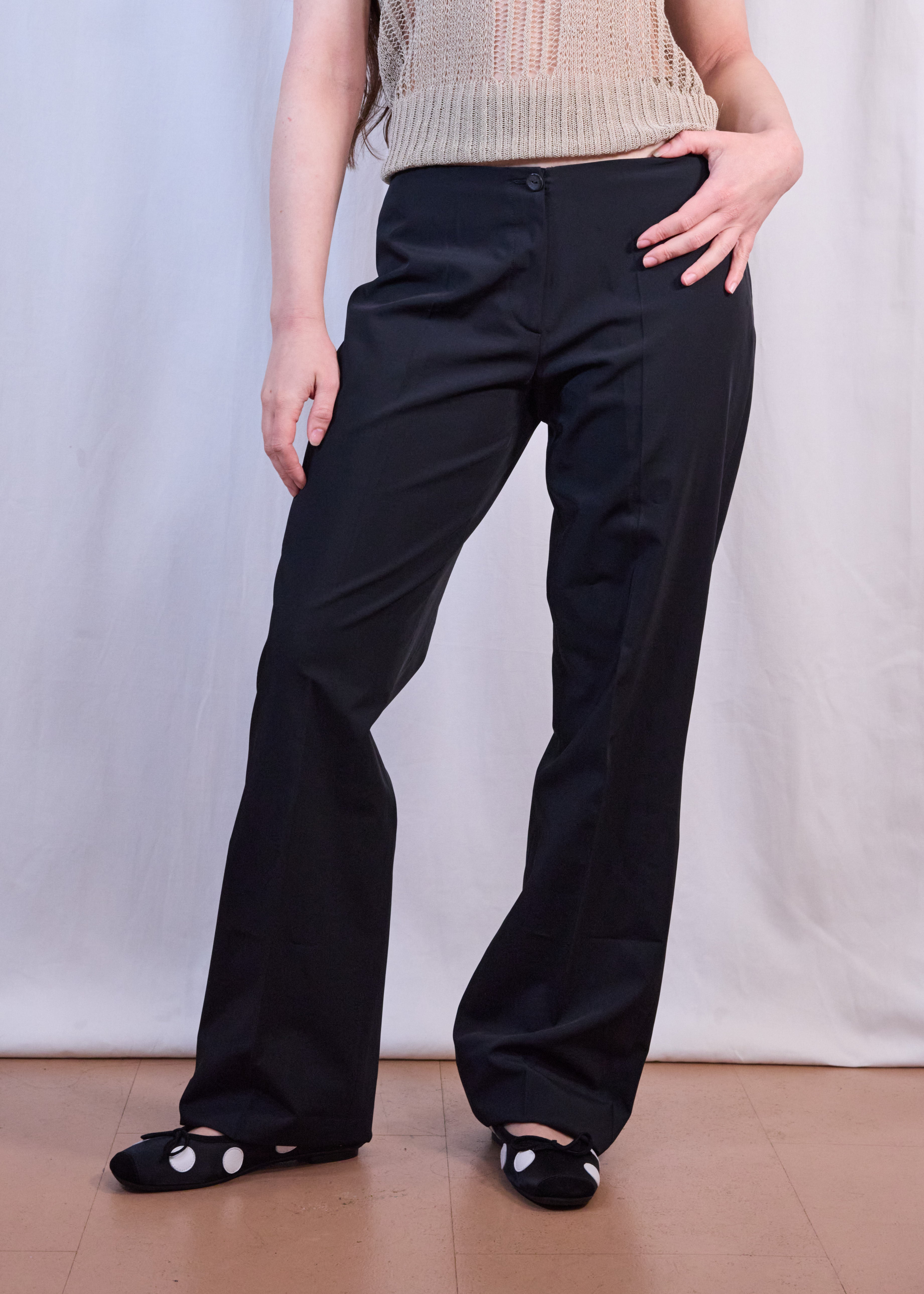 Black Low Rise Trousers
