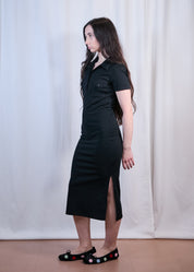 Black Pencil Dress with Collar
