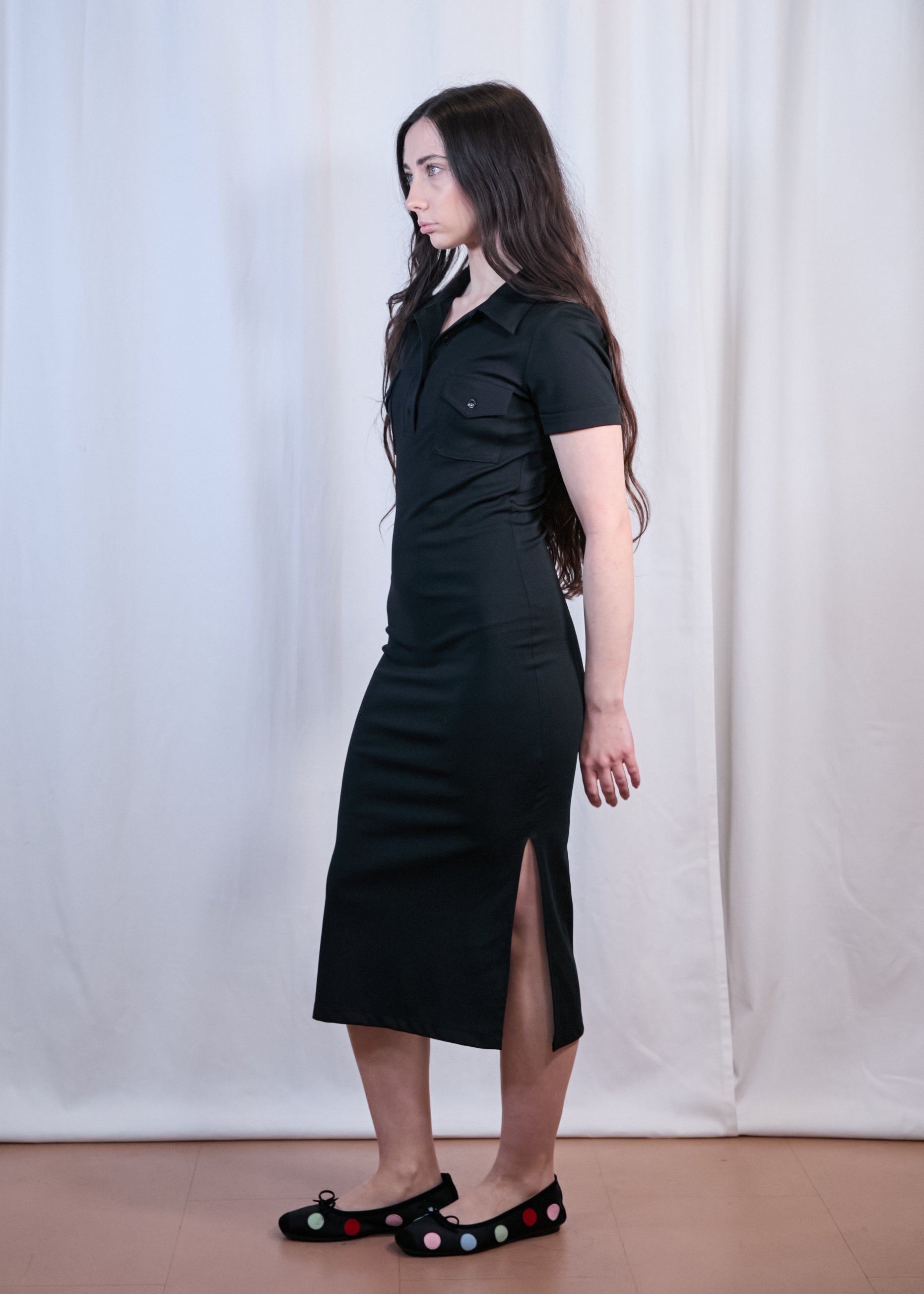 Black Pencil Dress with Collar
