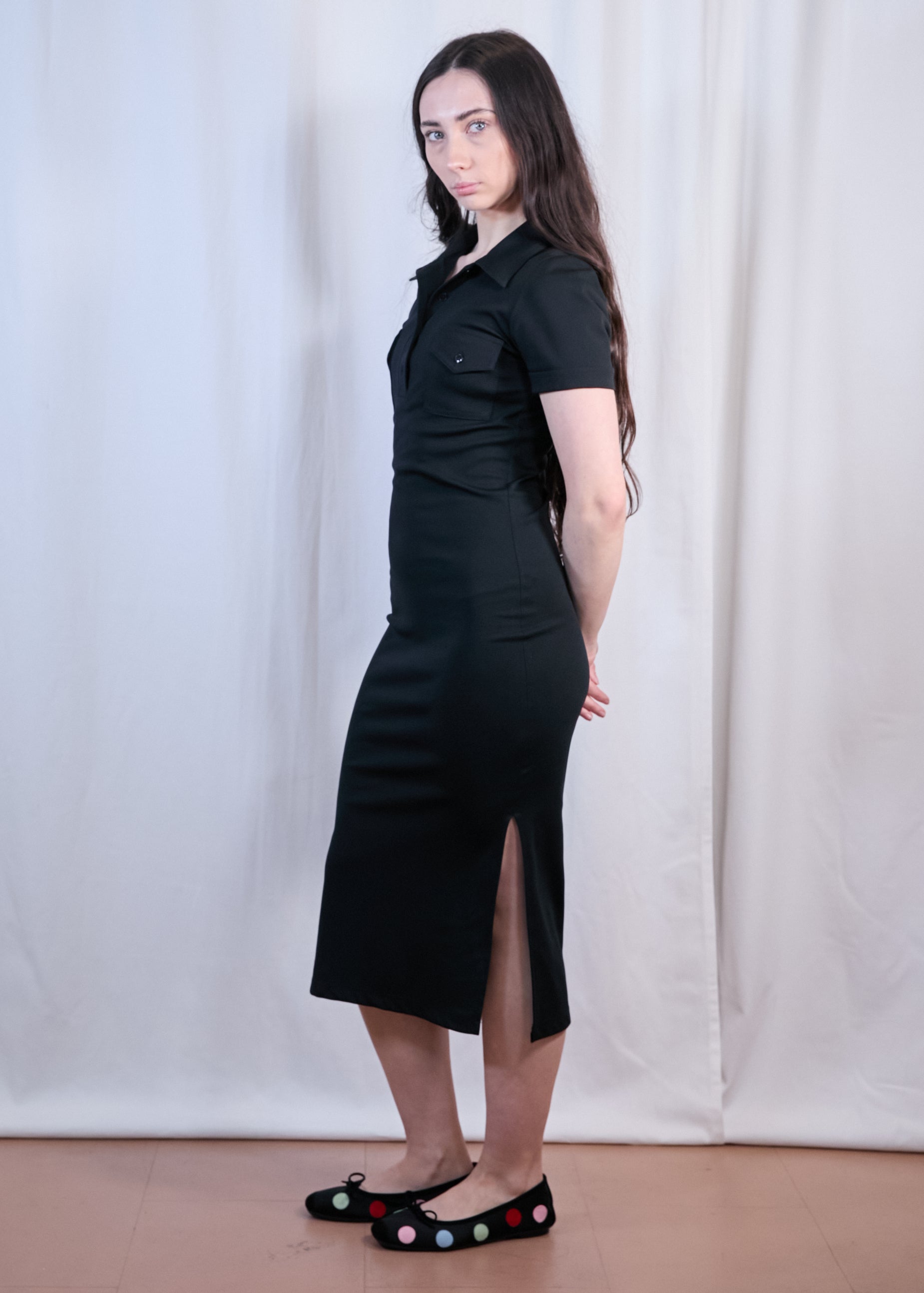 Black Pencil Dress with Collar