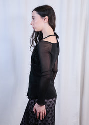 Black Vintage top with Mesh Sleeves