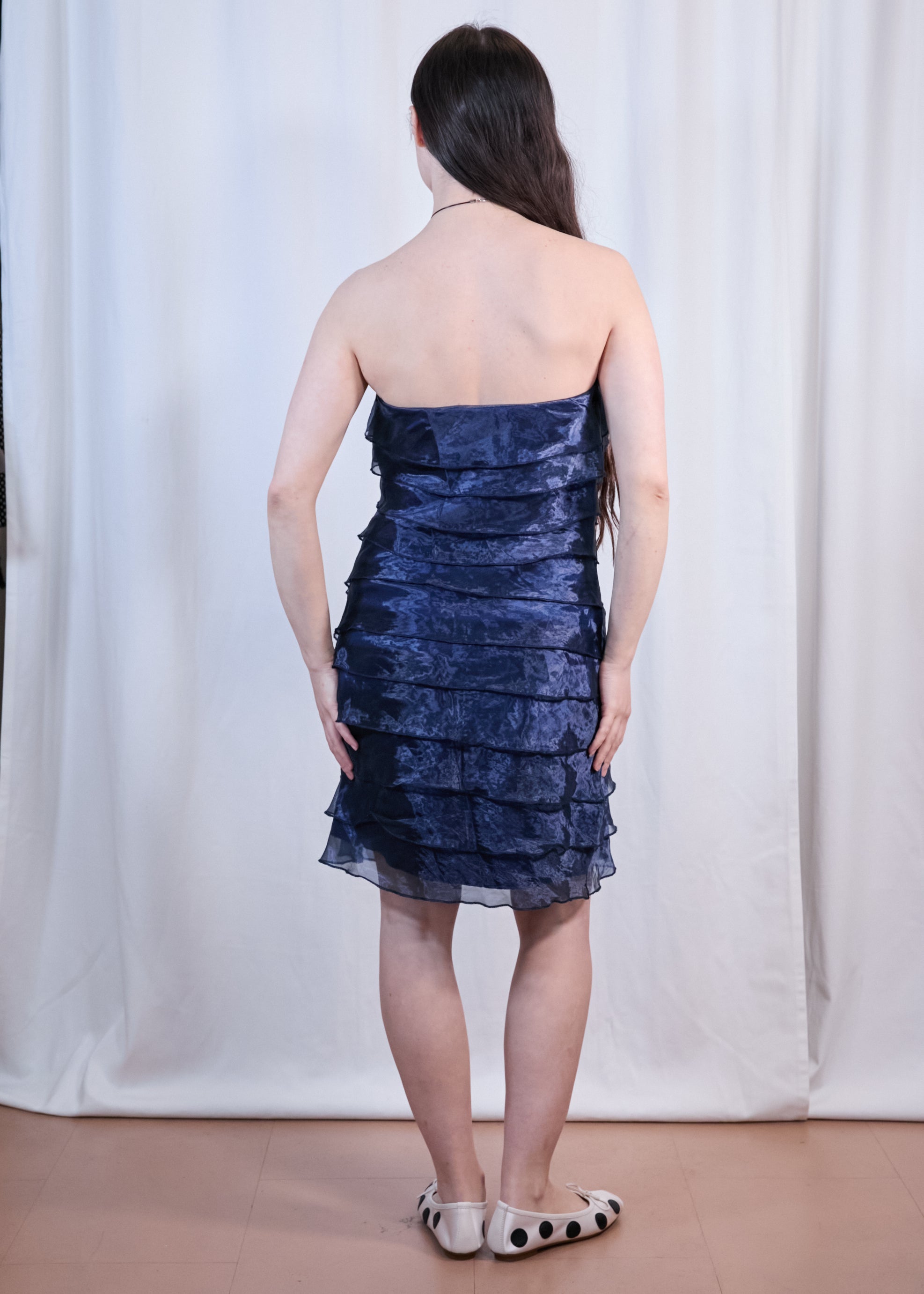 Blue Organza Mini Dress