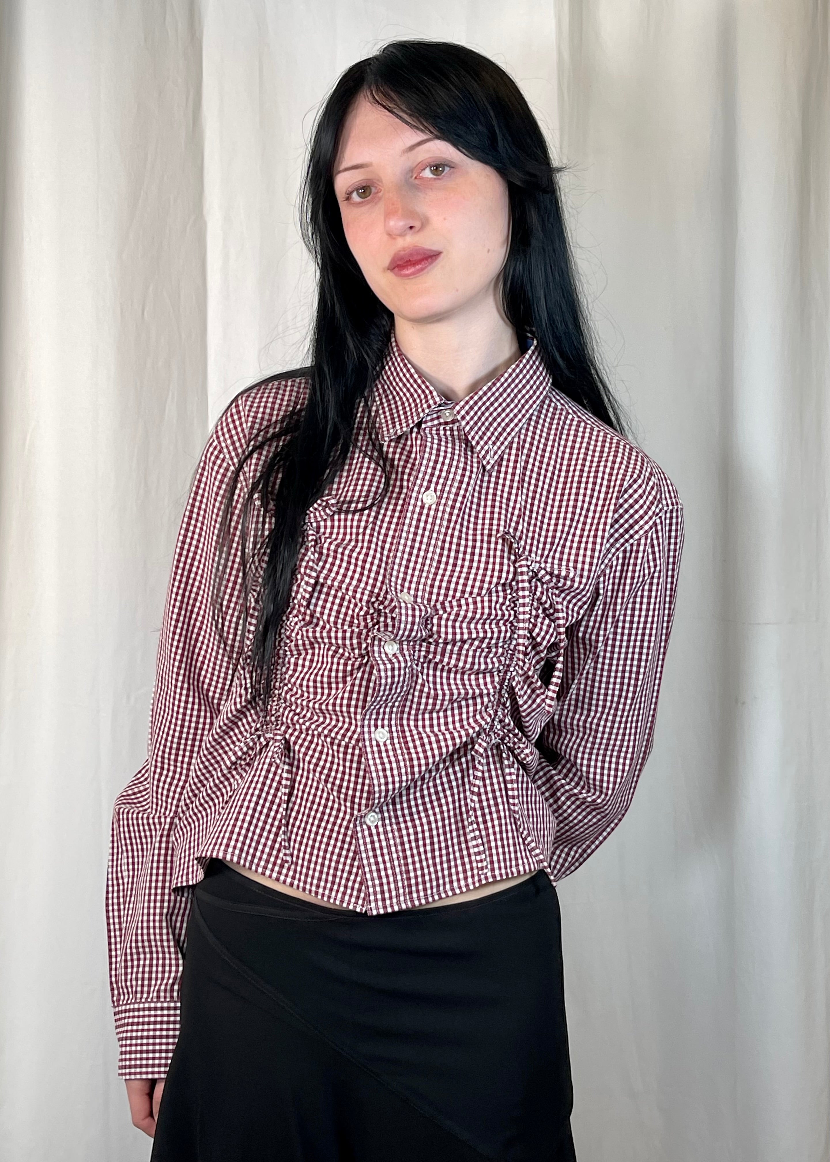 Valentines Shirt in Burgundy Plaid