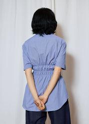 Blue Short Sleeve Elastic Shirt