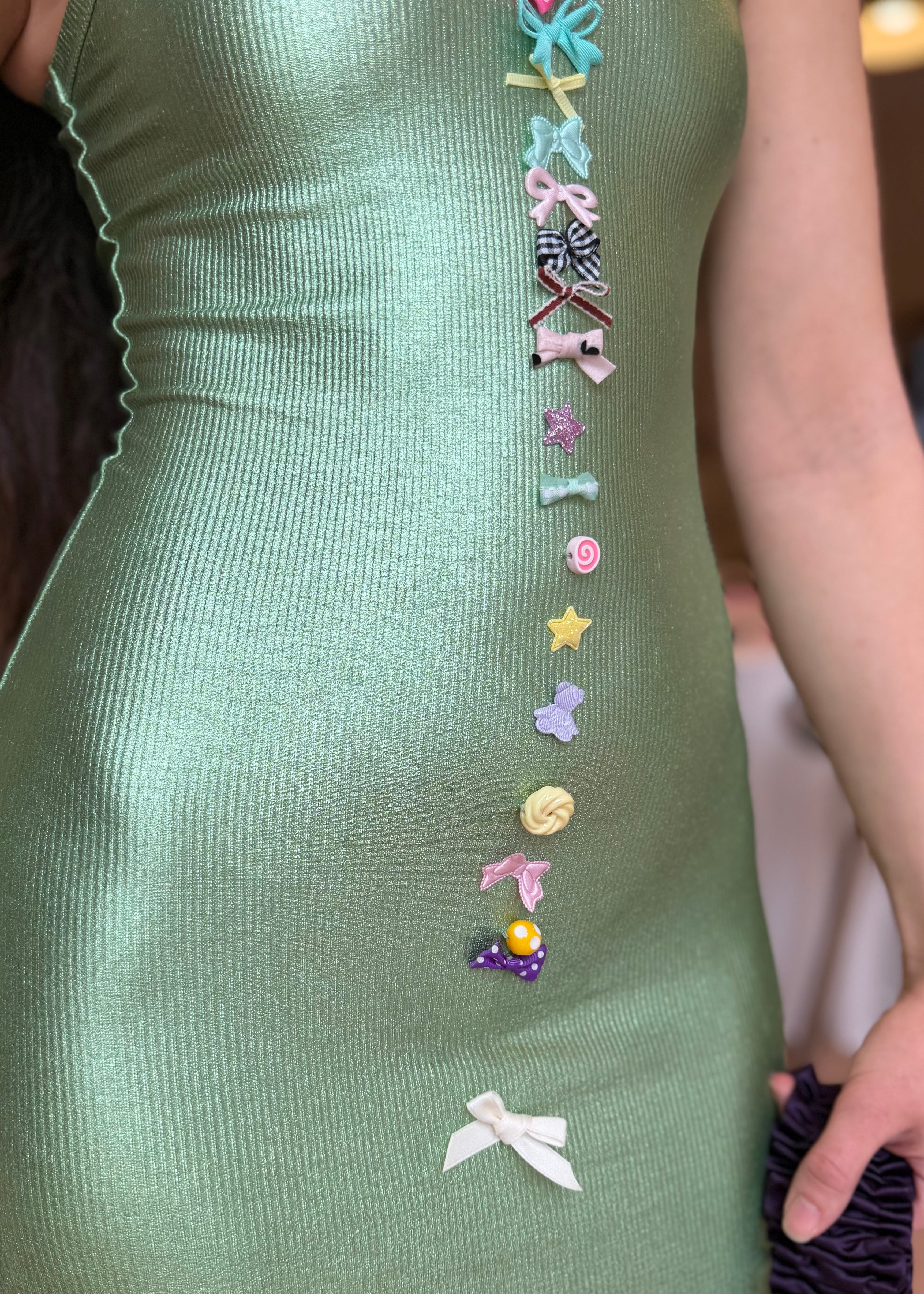 Glossy Grass Rib Vest Mini Dress