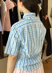 Flan Top in Blue Plaid