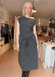 Demi Dress Ash Pinstripe