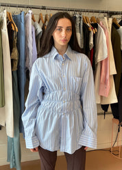 Blue & White Stripe Elastic Shirt