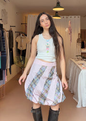 Kaleido Taffeta Lace Trim Layered Skirt