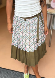 Organza Pleated Midi Skirt in Dollhouse Grey