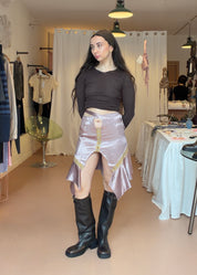 Pastel Wavy Satin Ruffled Skirt
