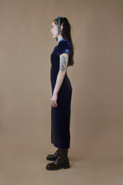 Carmella Velvet Midi Dress | Navy