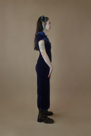 KITRI | Carmella Velvet Midi Dress | Navy